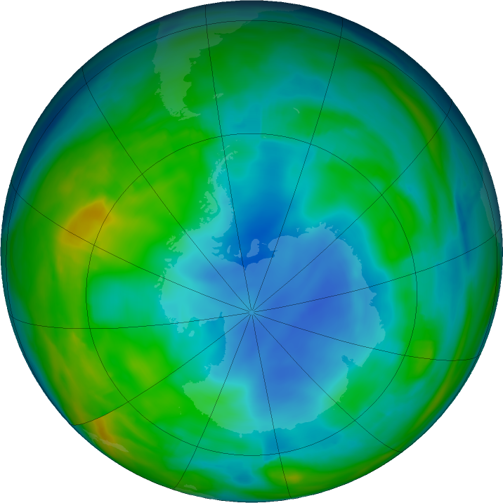 Antarctic ozone map for 06 June 2018